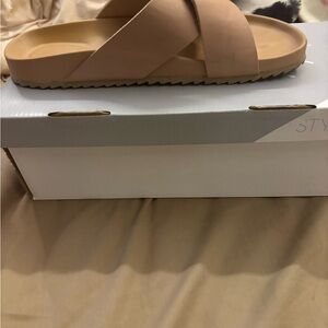 STYLUS Women's Beige Slide Sandals